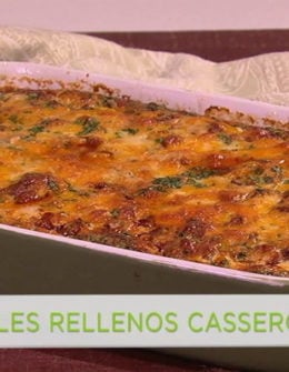 Watch chef Mario Batali show actress Jessica Capshaw of ABC's Grey's Anatomy fame how to make a delicious chile rellenos casserole on the Monday, January 30, 2017 episode of The Chew.