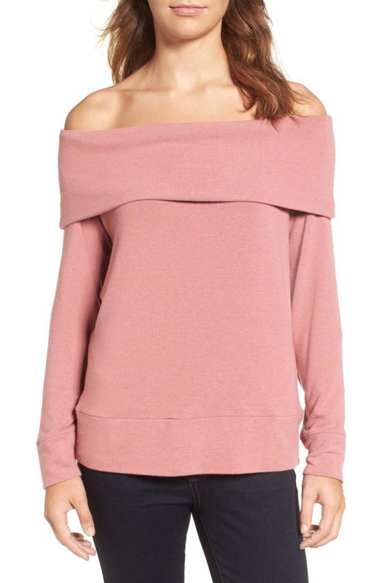 cupcakes and cashmere 'Brooklyn' Off the Shoulder Top Cashew Pink
