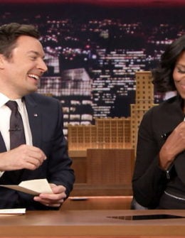 Watch video of our beautiful First Lady, Michelle Obama and Tonight show host Jimmy Fallon writing thank you notes on Wednesday, January 11, 2017.