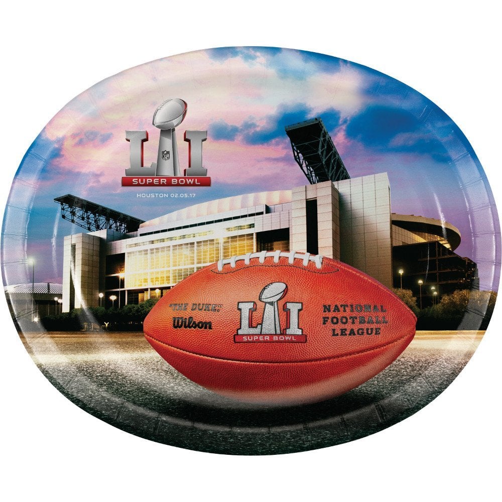 CREATIVE CONVERTING 321495 NFL SUPER BOWL LI 8 COUNT OVAL PLATTERS, 10 X 12"