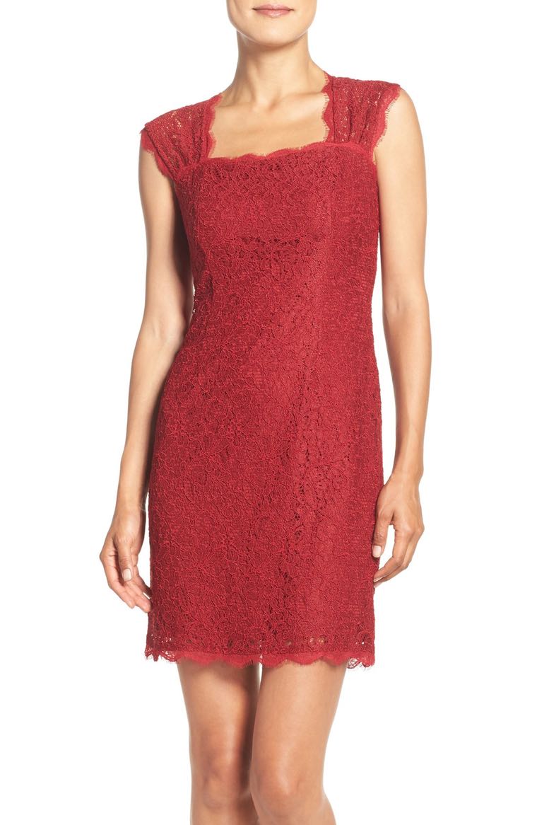 Adrianna Papell Lace Sheath Dress (Regular & Petite) Crimson Nordstrom Winter Sale