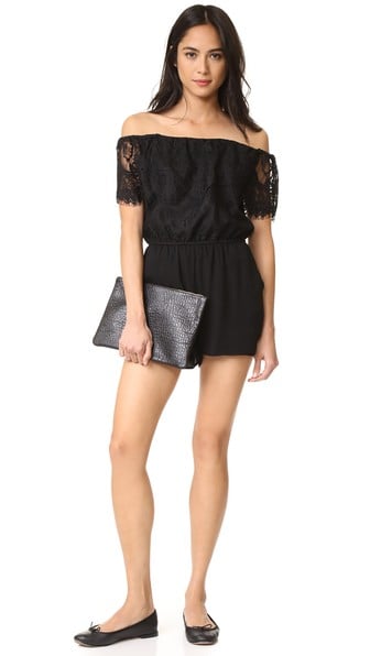 BB Dakota Charisse Lace Off The Shoulder Romper Black Shopbop buy more save more sale spring 2017