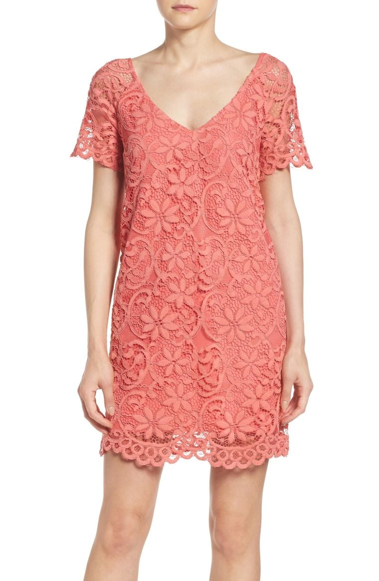 BB Dakota Rene Corded Lace Shift Dress Cantaloupe Nordstrom winter sale