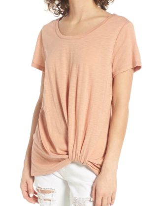 BP. Twist Front Tee Tan Cork twist front tops spring 2017 trend