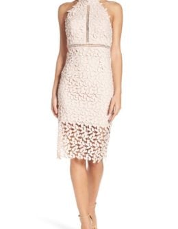 Bardot 'Gemma' Halter Lace Sheath Dress Prosecco lace midi dresses