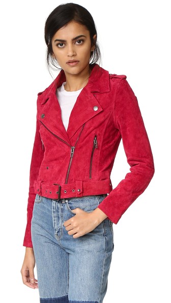 Blank Denim Suede Moto Jacket Red Moon suede moto jackets spring 2017 trend