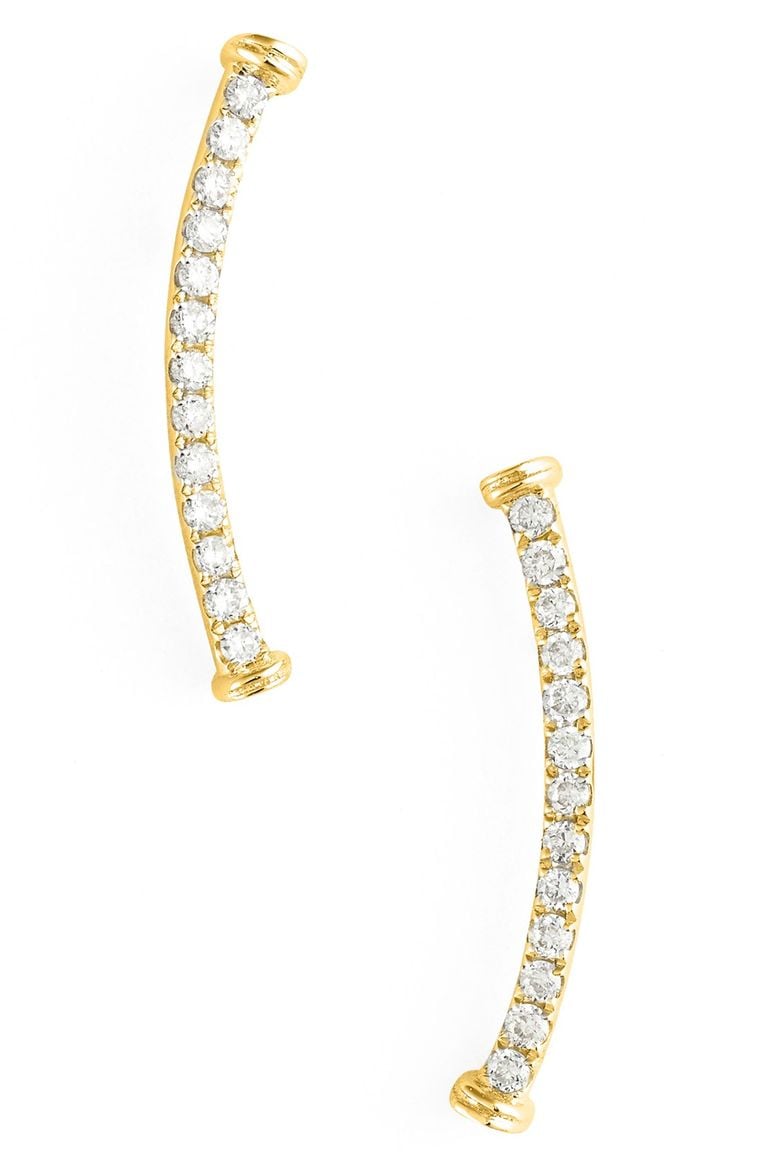 Bony Levy Diamond Curve Bar Earrings (Nordstrom Exclusive) Yellow Gold 2017 Nordstrom winter sale