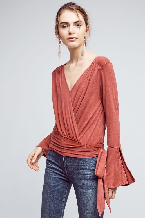 Deletta Sirpo Wrapped Pullover Red anthropologie presidents day sale extra 40% off