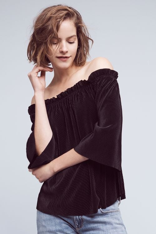 Deletta Vacances Off-The-Shoulder Top Black anthropologie presidents day sale
