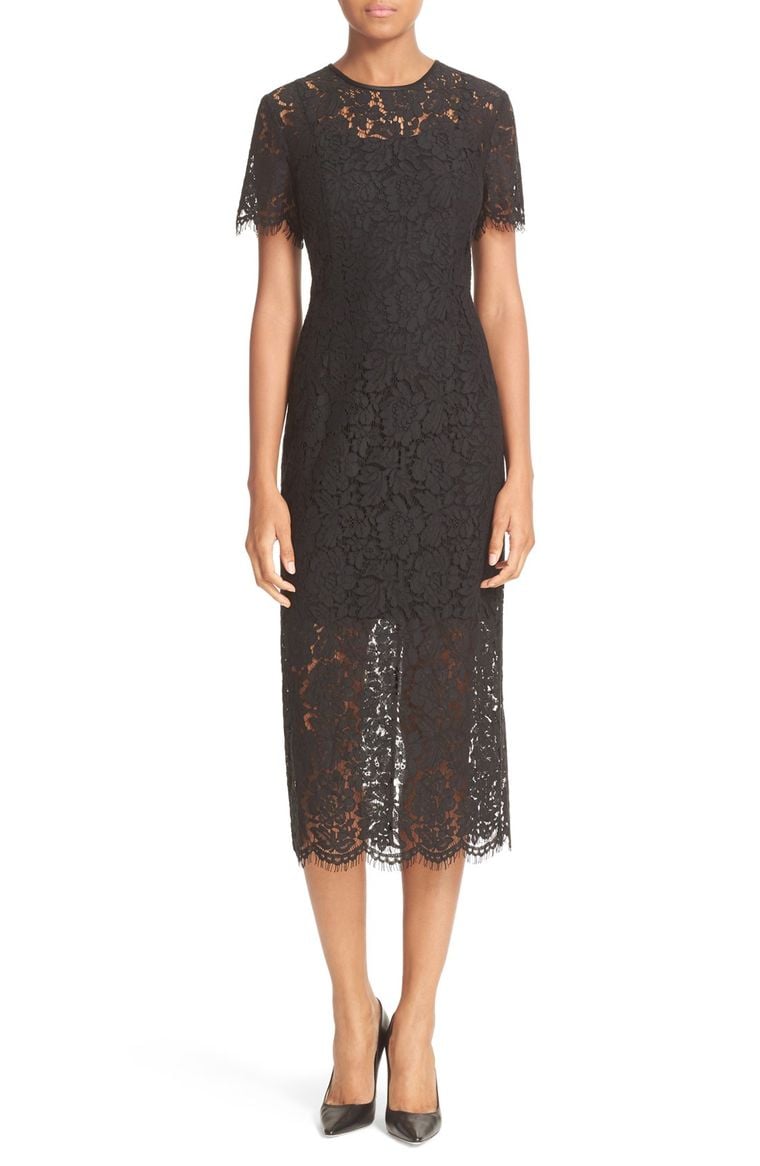 Diane von Furstenberg Carly Lace Midi Sheath Dress Black lace sheath dresses spring wedding guest season
