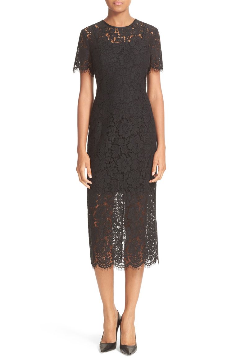 Diane von Furstenberg Carly Lace Midi Sheath Dress Black