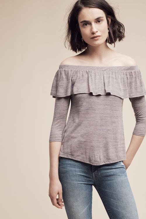 Dolan Charla Off-The-Shoulder Top Grey Anthropologie extra 40% off sale 