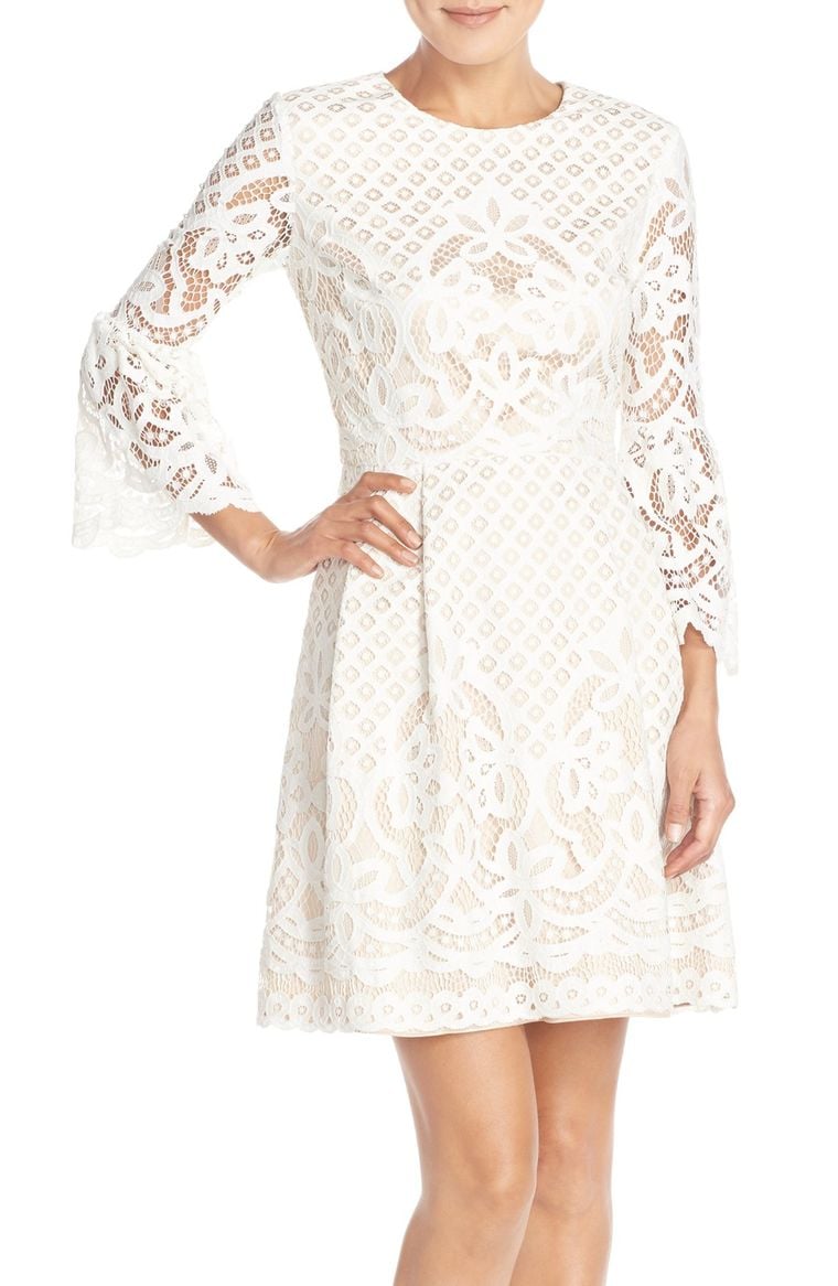 Eliza J Bell Sleeve Fit & Flare Dress (Regular & Petite) Ivory bell sleeve dresses