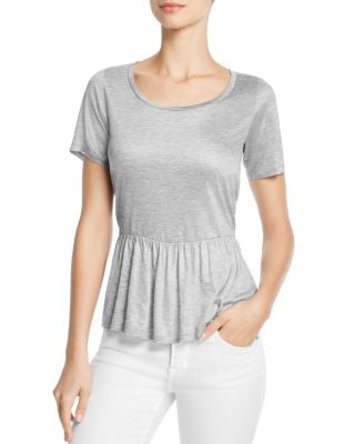 FRENCH CONNECTION Miro Mercerised Peplum Tee Mid-Gray peplum tops spring 2017