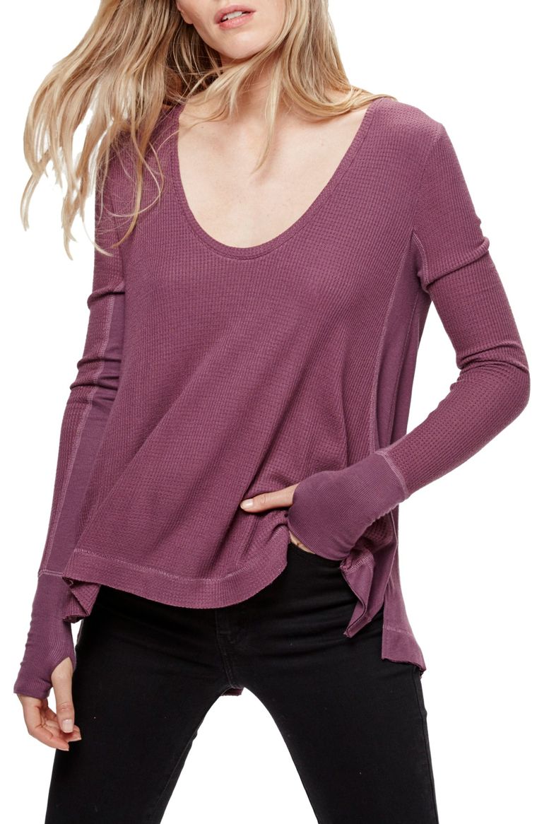 Free People 'Malibu' Thermal Top Purple Nordstrom winter sale