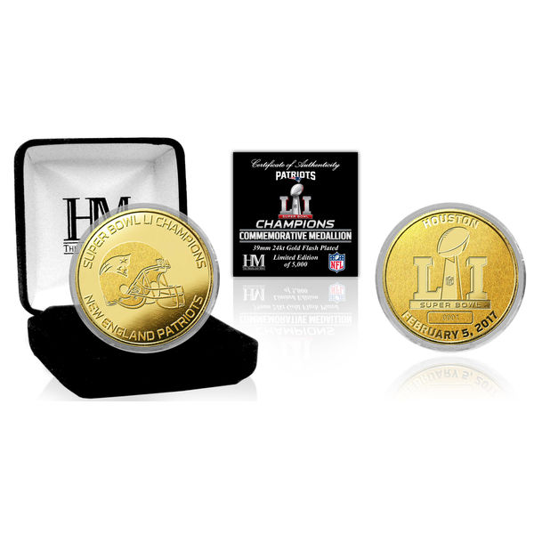 Highland Mint New England Patriots Super Bowl LI Champions Gold Mint Collector Coin