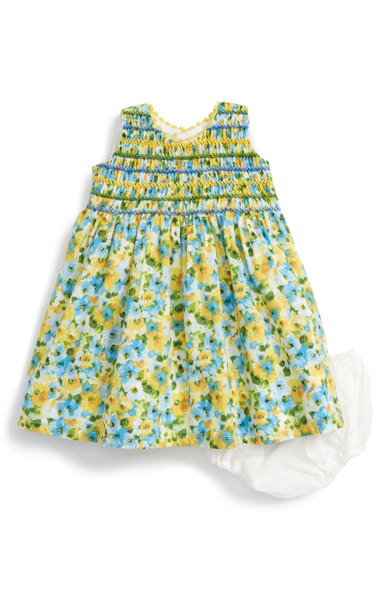 Isabel Garreton Floral Print Sleeveless Dress (Baby Girls) Yellow Floral easter dresses for 2017 baby girls