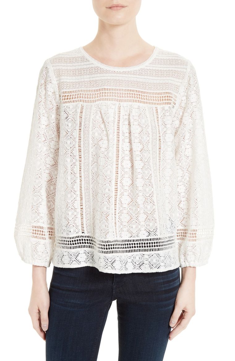Joie Ganden Mix Lace Top Porcelain Nordstrom winter sale