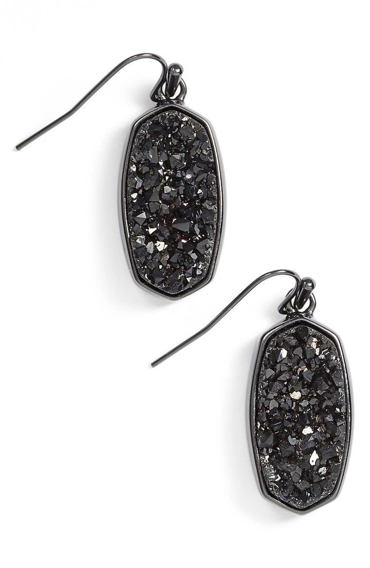 Kendra Scott 'Danay' Drusy Drop Earrings Gunmetal Black Drusy Nordstrom winter sale