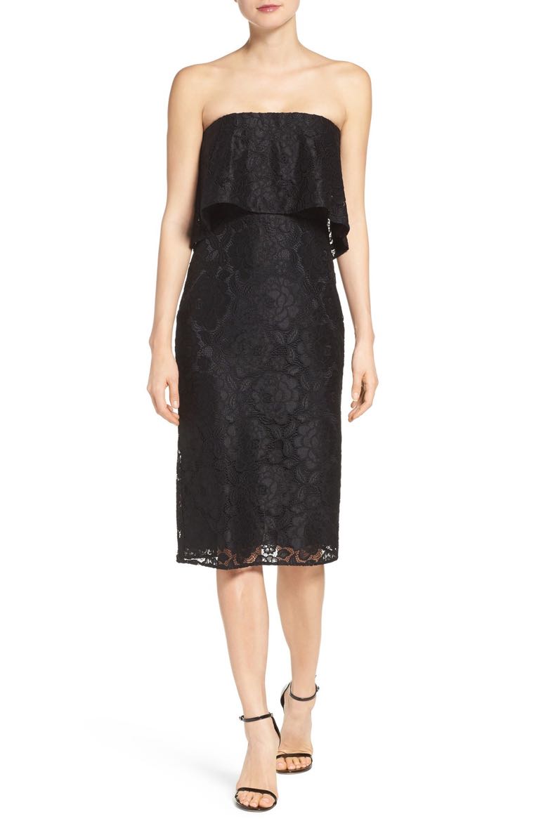 LIKELY Driggs Ruffle Strapless Lace Dress Black 2017 Nordstrom winter sale