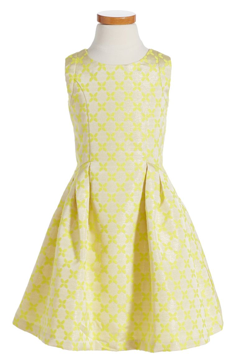LITTLE ANGELS Brocade Dress (Toddler Girls & Little Girls) Bright Yellow easter dresses for toddler girls 2017 style