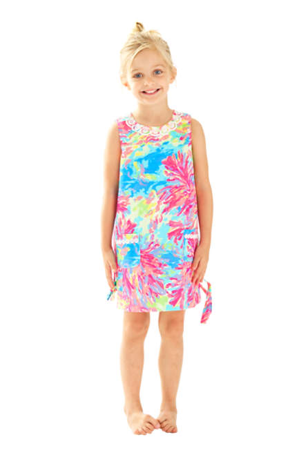 Lilly Pulitzer GIRLS LITTLE LILLY CLASSIC SHIFT DRESS Multi Palm Beach Coral easter dresses for toddler girls 2017 style