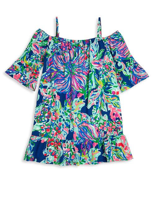 Lilly Pulitzer Kids Toddler's, Little Girl's & Girl's Jaci Off The Shoulder Dress Indigo easter dresses for toddler girls 2017 style