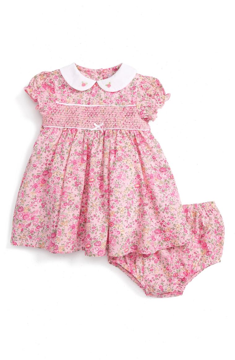 Little Me Floral Print Dress (Baby Girls) Pink Floral easter dresses for baby girls 2017 style