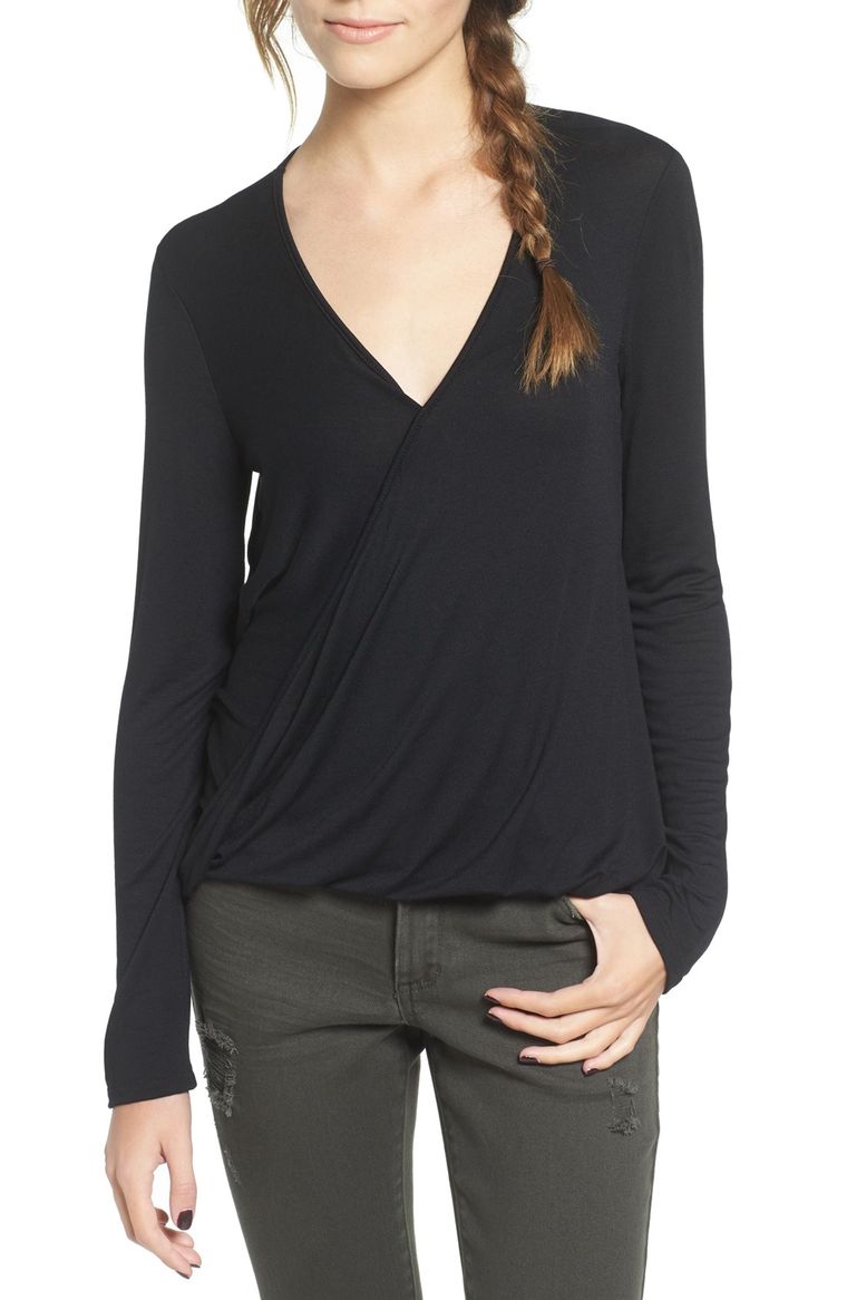 Lush Surplice Tee Black nordstrom winter sale