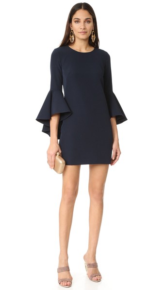 Milly Cady Bell Sleeve Dress Navy Blue