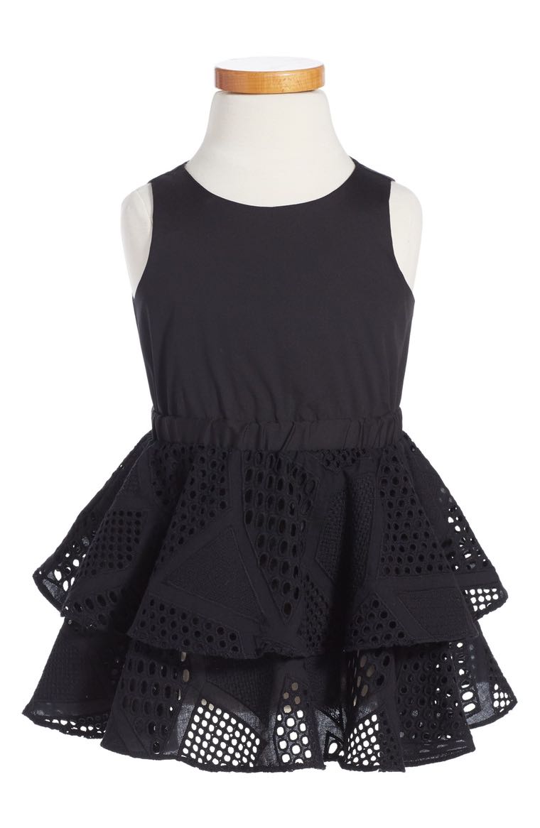 Milly Minis Whitney Eyelet Lace Fit & Flare Dress (Toddler Girls, Little Girls & Big Girls) Black easter dresses for toddler girls 2017 style