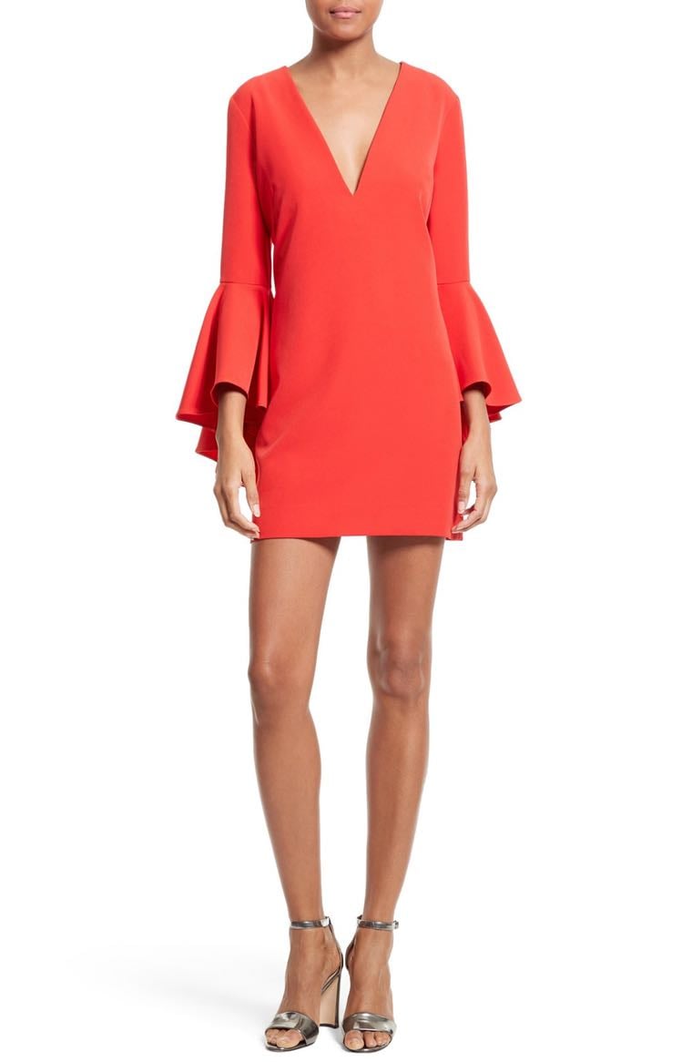 Milly Nicole Minidress Tomato Red bell sleeve dresses