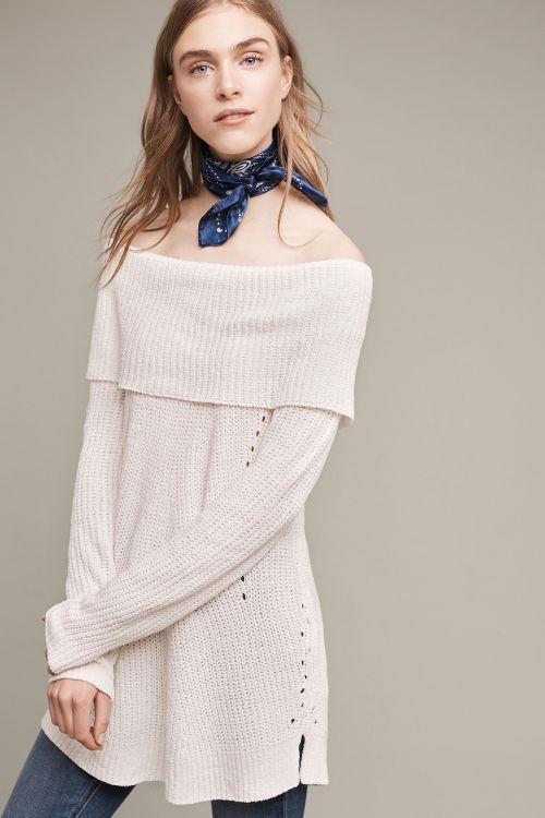 Moth Lucerne Off-The-Shoulder Tunic Ivory anthropologie presidents day sale