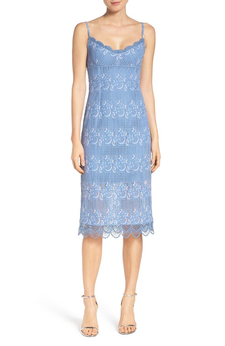 NSR Floral Lace Slipdress Periwinkle lace midi dresses spring