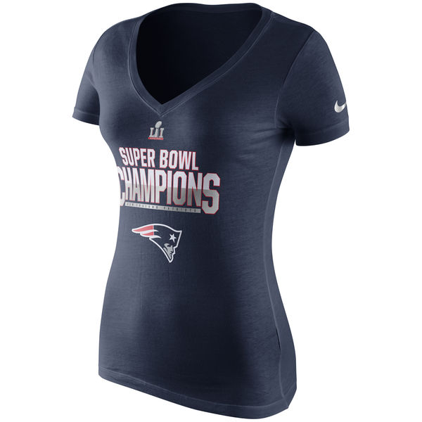 Nike New England Patriots Women's Navy Super Bowl LI Champions Celebration Respect V-Neck T-Shirt