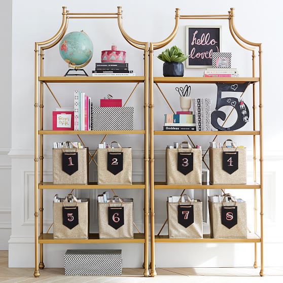 PBteen Maison Bookcase Gold Emily & Meritt Collection Pottery Barn Teen