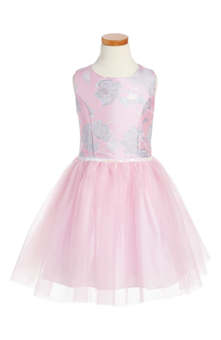 Pippa & Julie Floral Brocade Ballerina Dress (Toddler Girls, Little Girls & Big Girls) Pink Blue easter dresses for toddler girls 2017 style
