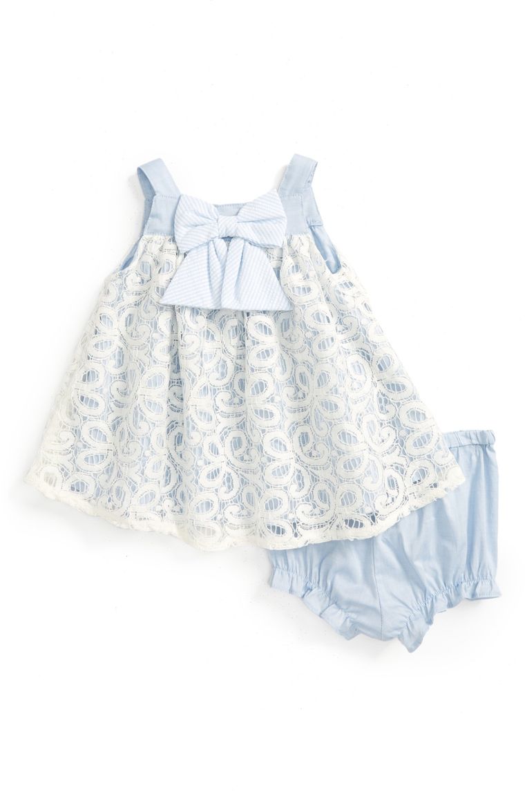 Pippa & Julie Lace Dress (Baby Girls) Blue White easter dresses for baby girls 2017 style