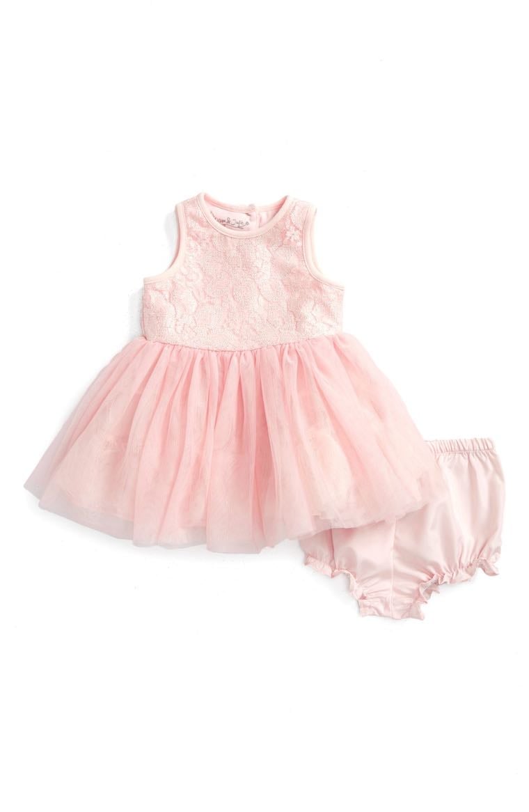 Pippa & Julie Lace & Tulle Dress (Baby Girls) Blush Silver easter dresses for baby girls 2017 style