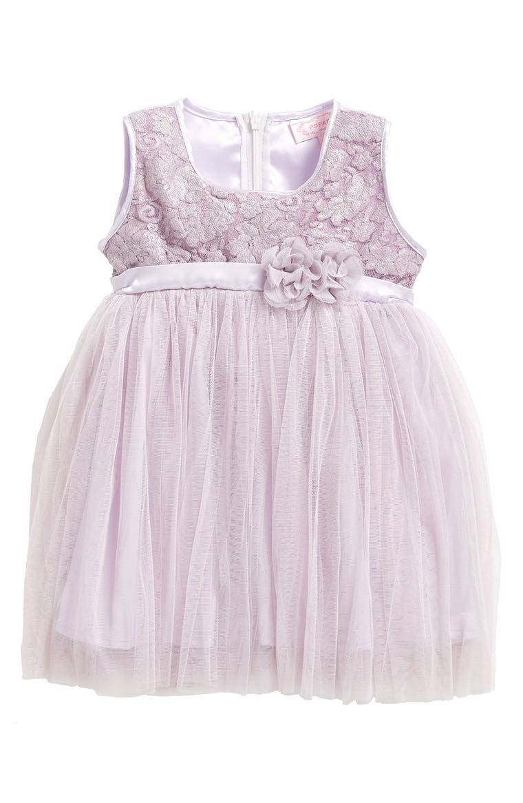 Popatu Empire Waist Lace Dress (Baby Girls) Lavender easter dresses for baby girls 2017 style