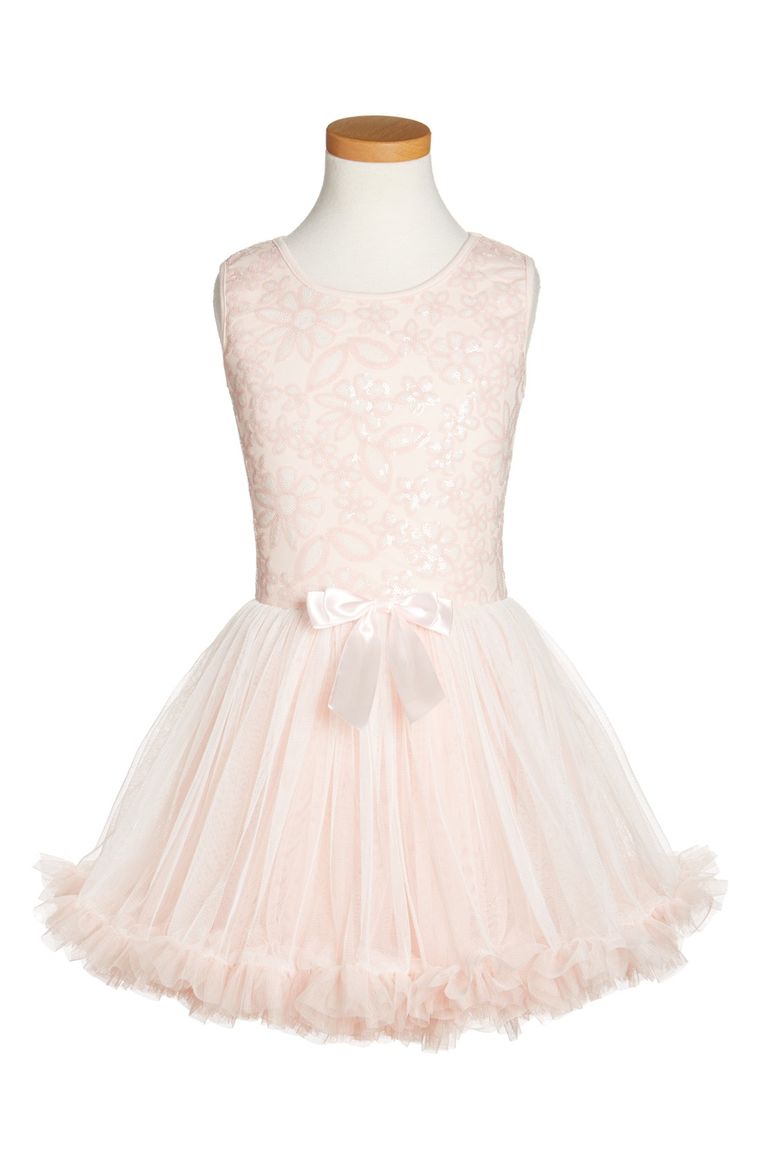 Popatu 'Peach Daisy' Sequin Pettidress (Toddler Girls & Little Girls) Peach easter dresses for toddler girls 2017 style