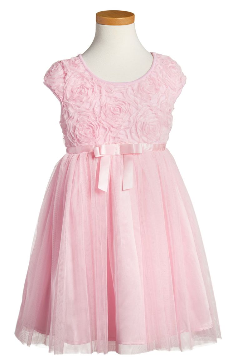 Popatu Ribbon Rosette Tulle Dress (Toddler Girls, Little Girls & Big Girls) Pink easter dresses for toddler girls 2017 style