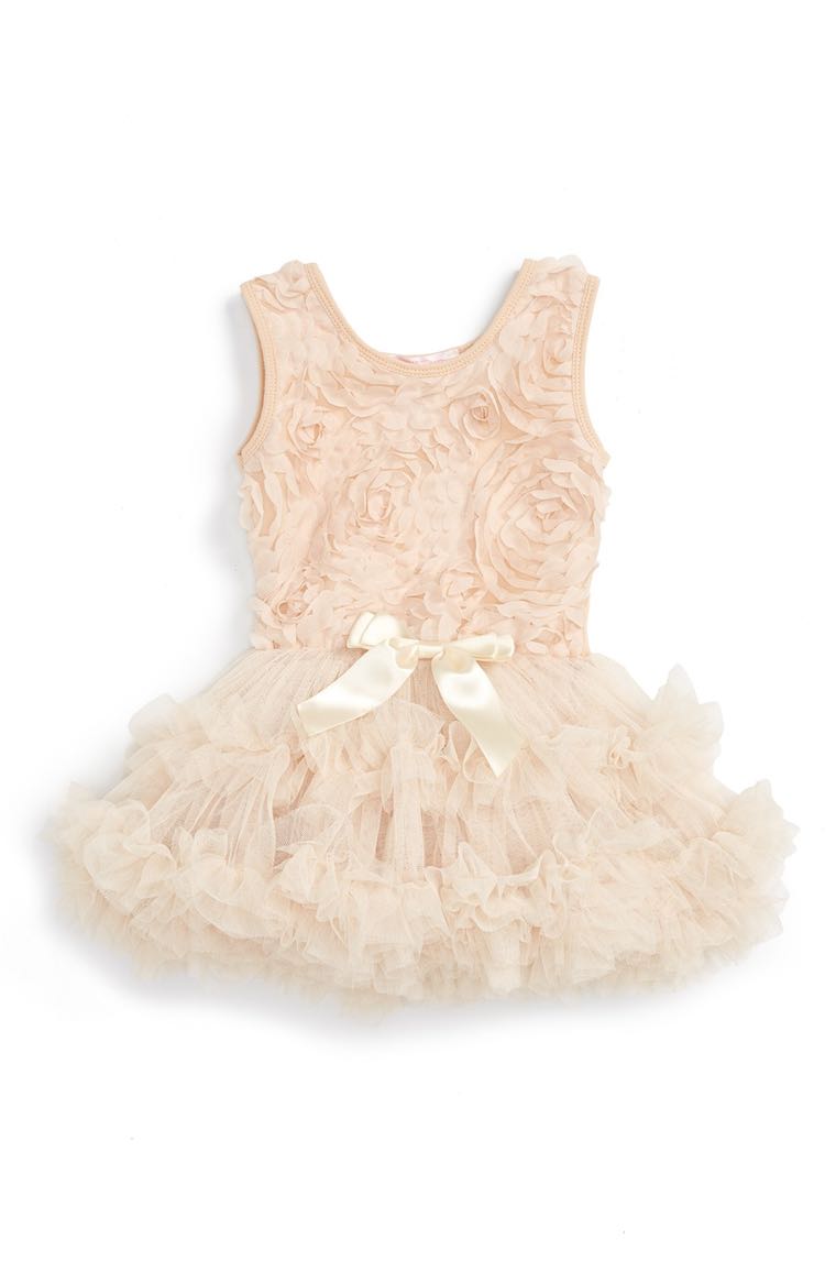 Popatu Ribbon Rosette Tutu Dress (Baby Girls) Champagne easter dresses for baby girls 2017 style