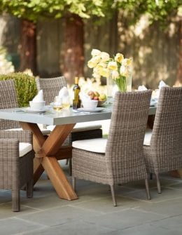 Pottery Barn ABBOTT ZINC TOP RECTANGULAR DINING TABLE & TORREY CHAIR SET - NATURAL 2017 pottery barn extra 20% furniture clearance sale