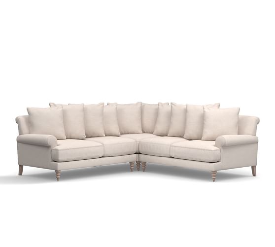Pottery Barn AMALIE UPHOLSTERED 3 PIECE L-SHAPED CORNER SECTIONAL pottery barn upholstered sectionals sale