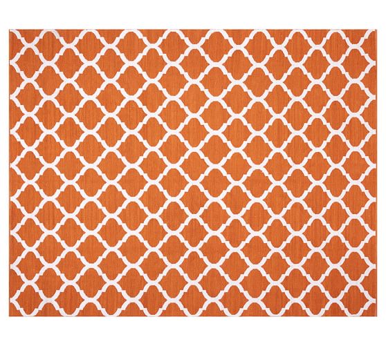 Pottery Barn BECCA TILE REVERSIBLE INDOOR/OUTDOOR RUG - ORANGE pottery barn extra 20% furniture clearance sale