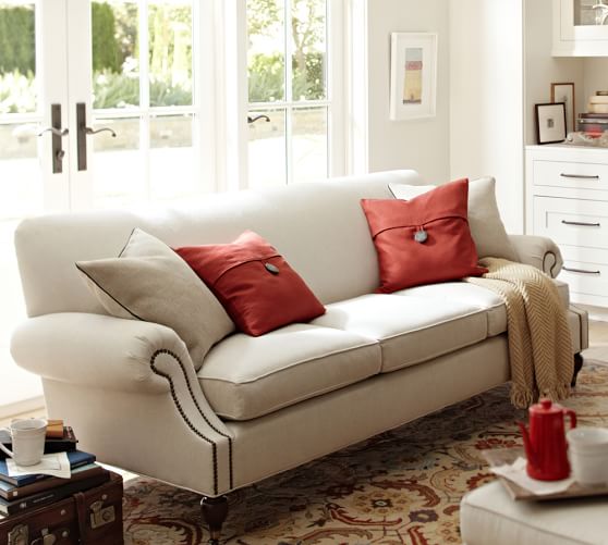 Pottery Barn BROOKLYN UPHOLSTERED SOFA Nailhead Trim pottery barn upholstered sofas sale