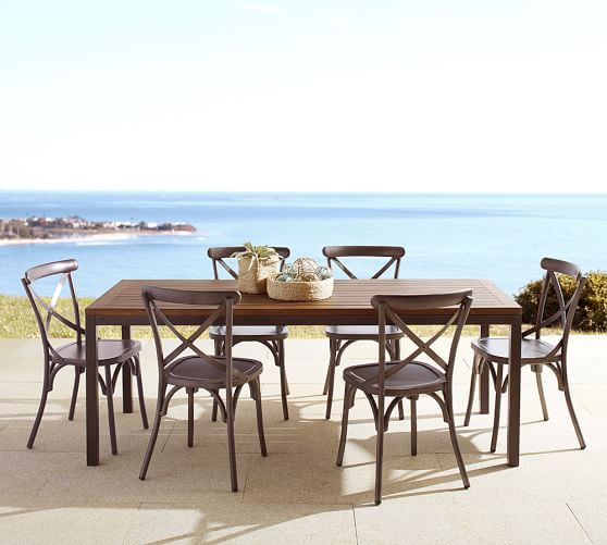 Pottery Barn CARMEN TEAK RECTANGULAR DINING TABLE pottery barn outdoor furniture sale