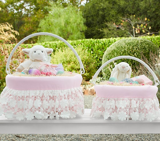 Pottery Barn Daisy Lace Easter Basket Liners Pink or Green pottery barn kids easter baskets 