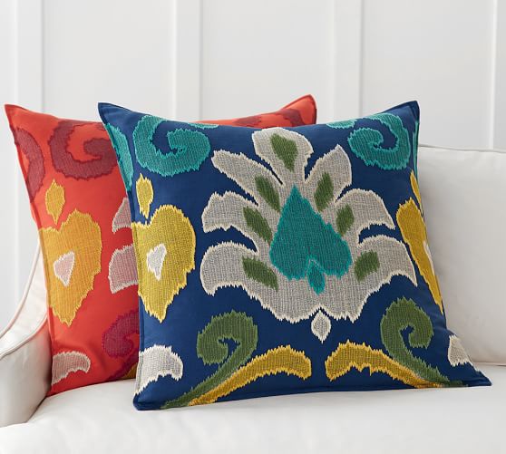 Pottery Barn ELIN IKAT APPLIQUÉ PILLOW COVER Cool Multi Warm Multi pottery barn 20% clearance furniture sale